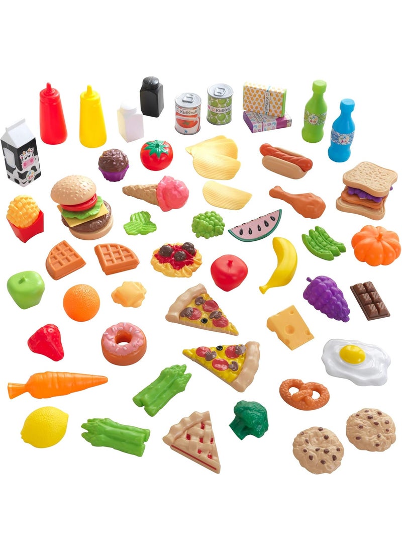 KidKraft KidKraft 65Piece Plastic Play Food Set for Play Kitchens Fruits Veggies Sweets Drinks and More Gift for Ages 3  - Image 1
