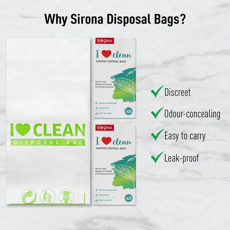 Sirona أكياس التخلص الشخصي - 90 كيس للتمبونز، الفوط الصحية/المناشف، بطانات السراويل، التمبونز والواقيات الذكرية | منتجات العناية الصحية والنظافة الشخصية - Image 4