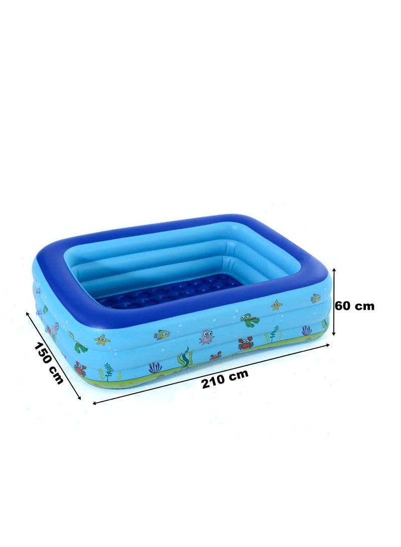 HEXAR Inflatable Swimming Pool Kiddie Pool Large Size Blow Up Swimming Pool for Family Adults Kids Toddler Giant Rectangle Lounge Blowup Pool for Indoor Outdoor Backyard Ground 210cm x 150cm x 60cm - Image 3