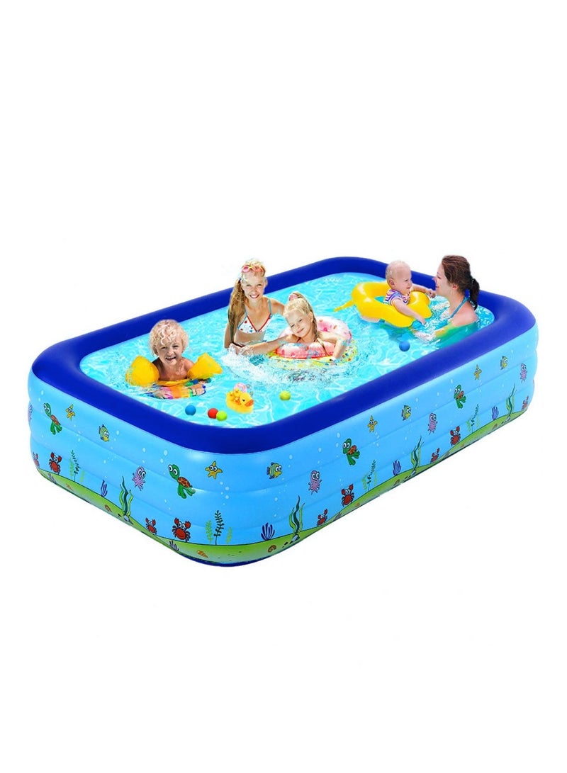 HEXAR Inflatable Swimming Pool Kiddie Pool Large Size Blow Up Swimming Pool for Family Adults Kids Toddler Giant Rectangle Lounge Blowup Pool for Indoor Outdoor Backyard Ground 210cm x 150cm x 60cm - Image 1
