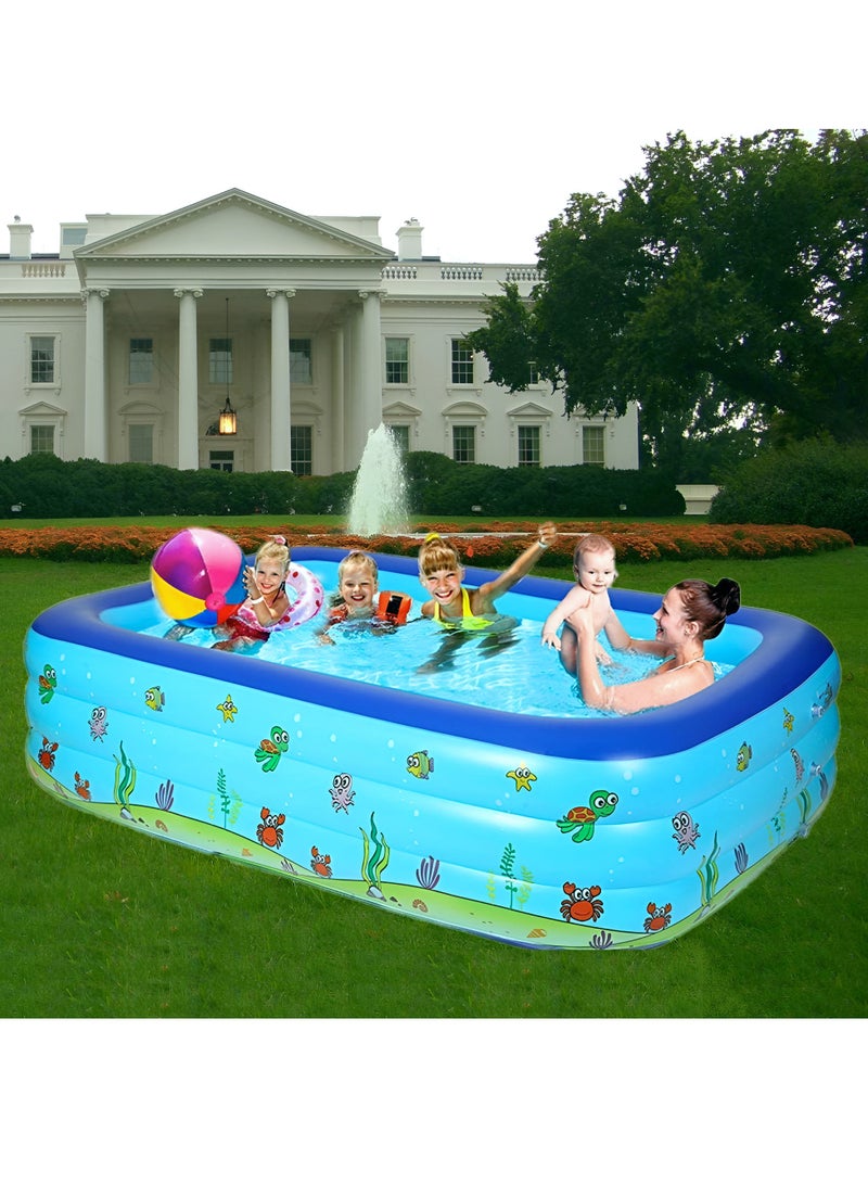 HEXAR Inflatable Swimming Pool Kiddie Pool Large Size Blow Up Swimming Pool for Family Adults Kids Toddler Giant Rectangle Lounge Blowup Pool for Indoor Outdoor Backyard Ground 210cm x 150cm x 60cm - Image 2