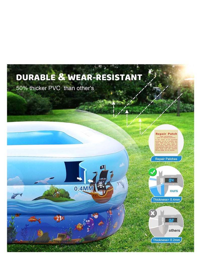 HEXAR Inflatable Swimming Pool Kiddie Pool Large Size Blow Up Swimming Pool for Family Adults Kids Toddler Giant Rectangle Lounge Blowup Pool for Indoor Outdoor Backyard Ground 210cm x 150cm x 60cm - Image 5