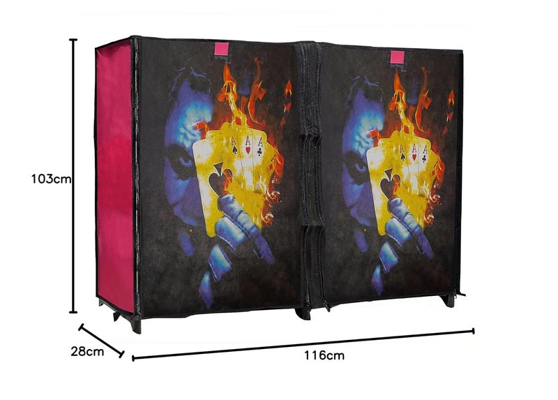 PHILOSHOP Multipurpose 10 Layer Joker Printed Storage Organizer with Dustproof Cover Pink - Image 2