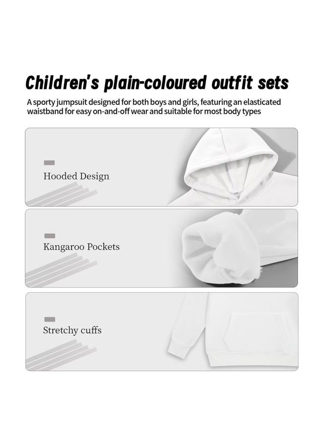 DHSPKN Girls Boys 2 Piece Tracksuit Athletic Sweatsuits Sets Hooded Sweatshirt and Jogger Sweatpants Clothing Sets for Kids, White, 7-8 Years - Image 5