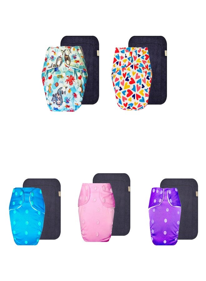 Dumbledo Premium Cloth Diaper with Gray Insert (Pack of 5) | Soft & Gentle | Breathable | Quick Dry | Designed by Moms | 3 Months - 3 Years | Unisex Baby - Image 1