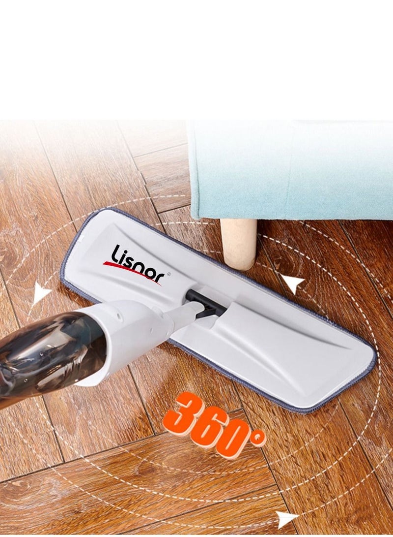 Lisnor Spray Mop. Light Weight and Easy to Carry. Water Sprayer Technology with 2pcs Absorbent Reusable Cleaning Pads. 360 degree rotating head. Refillable 350ml Water Tank. - Image 4