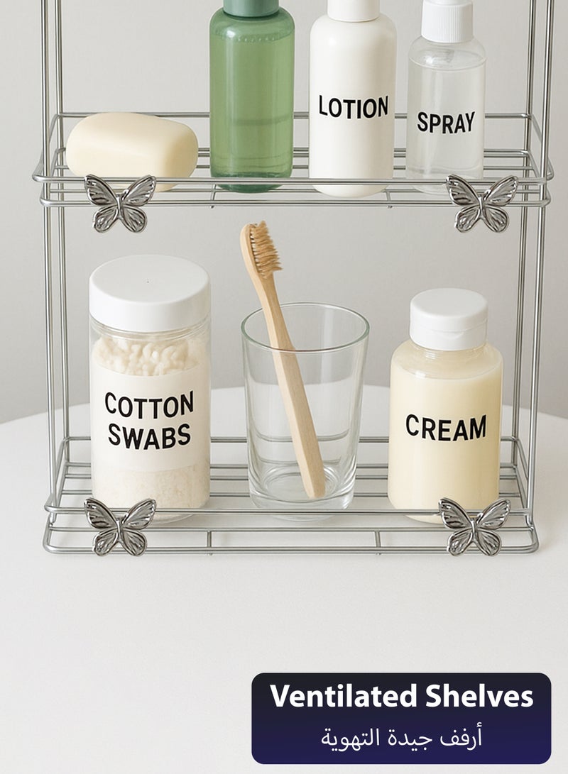 توشيونيكس رف تخزين حمام من الفولاذ ثلاثي الطبقات، حامل رف حمام مثبت على الحائط، حامل دش، استخدام مثالي لمستلزمات الحمام ومستلزمات المطبخ، رف معلق على سطح الطاولة، منظم منزلي - Image 2
