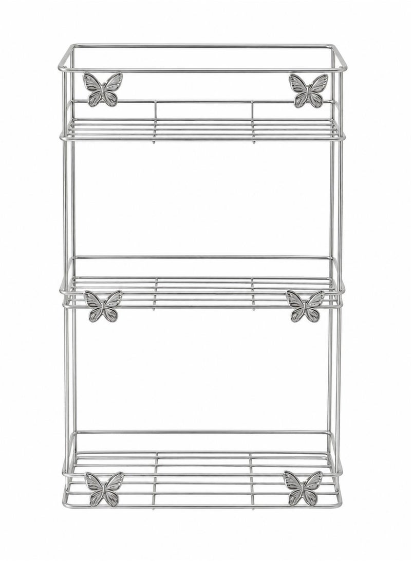 Toshionics 3 Layer Steel Bathroom Storage Rack Wall-Mount Bathroom Shelf Stand Shower Caddy Ideal Use for Bathroom Amenities Toiletries and Kitchen Accessories Hanging Countertop Shelf Home Organizer - Image 4