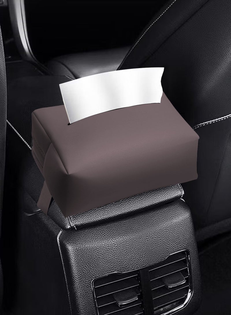 URbazaar Leather Tissue Holder for Car, Car Back Seat Headrest Hanging Tissue Box Holder Case, Multi-use Car Tissue Paper Holder with One Pack Tissue Refill for Car & Truck  - Image 1
