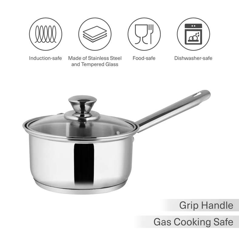 Essentials Sauce Pan With Lid Dia16cm -Chrome