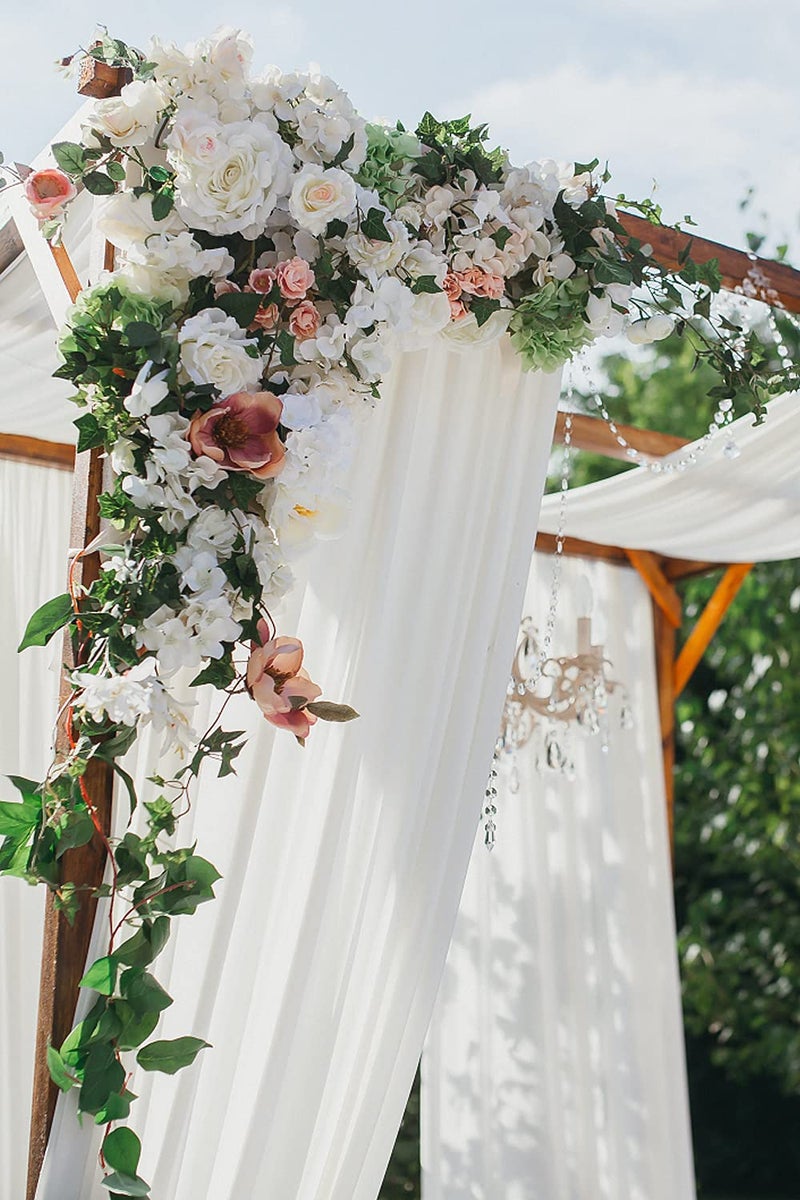 LINXTAR Ivory Wedding Arch Draping Fabric 30'' x 18FT Sheer Chiffon Arch Drape Backdrop 1 Panel Drape for Easter Bridal Shower Baby Shower Photo Booth Church Decor Birthday Party Outdoor Decoration - Image 5
