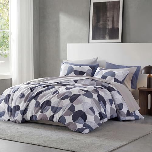 Regency Heights Stylish Three-Tone Printed King Size Comforter Set, Bed in a Bag 9-piece Bedding Set, Ultra-Soft Microfiber Comforter and Sheets Set, Warm and Cozy for All Seasons, Navy Blue & Grey - Image 2
