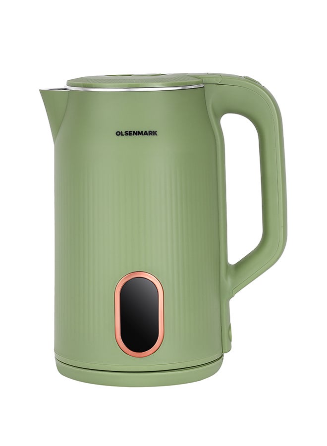 Olsenmark 3.0L Double Layer Electric Kettle-OMK7042 ,with Auto Shut Off, 360 Rotation Base,1500W Power, Concealed Heating Element, Overheat and Boil Dry Safety Cut-Out, Boil Water, 2 Years Warranty 3 L 1500 W OMK7042 Green - Image 1