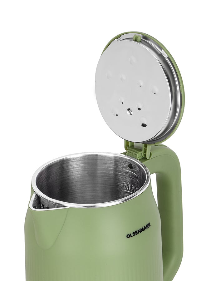 Olsenmark 3.0L Double Layer Electric Kettle-OMK7042 ,with Auto Shut Off, 360 Rotation Base,1500W Power, Concealed Heating Element, Overheat and Boil Dry Safety Cut-Out, Boil Water, 2 Years Warranty 3 L 1500 W OMK7042 Green - Image 3