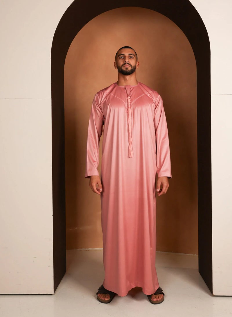 Yigo by Mariam Kandhoura Lassana – Blush Pink Emirati Kandhoura – Smooth Satin Blend | Modern Elegance & Comfort 54CM - Pink  - Image 3