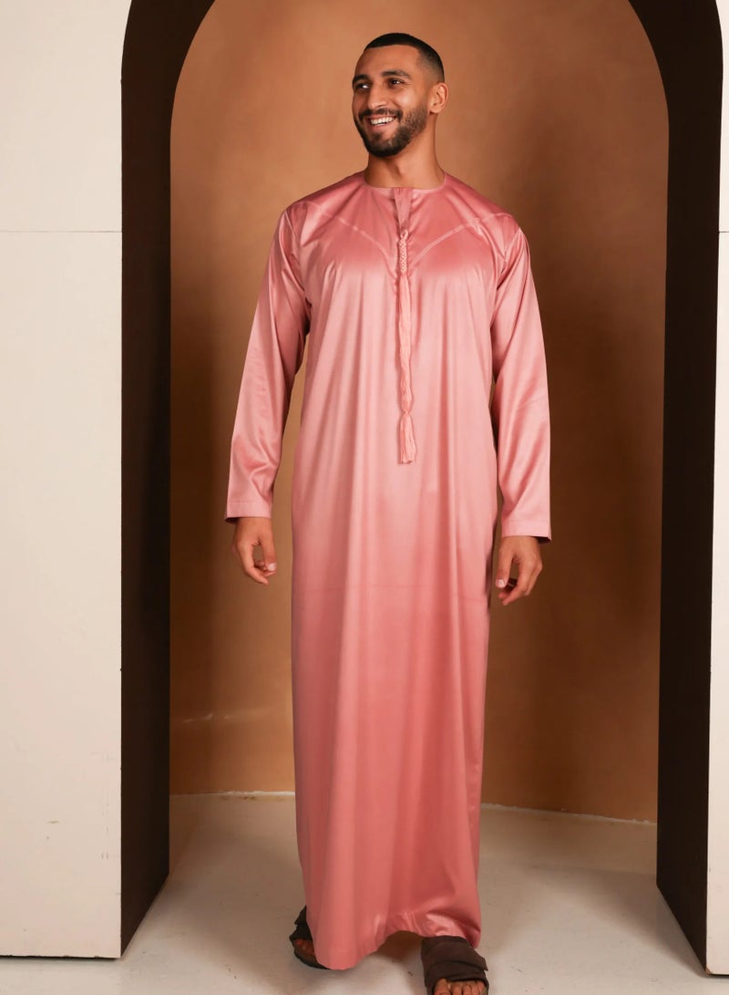 Yigo by Mariam Kandhoura Lassana – Blush Pink Emirati Kandhoura – Smooth Satin Blend | Modern Elegance & Comfort 54CM - Pink  - Image 1