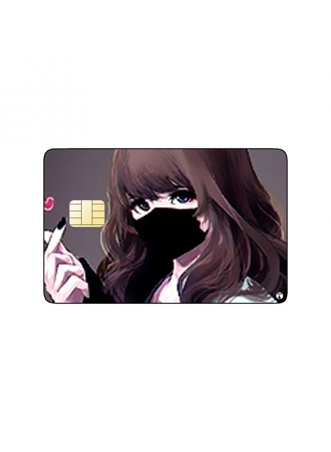 RKN PRINTED BANK CARD STICKER Beautiful Girl Drawing With Mask - Image 2