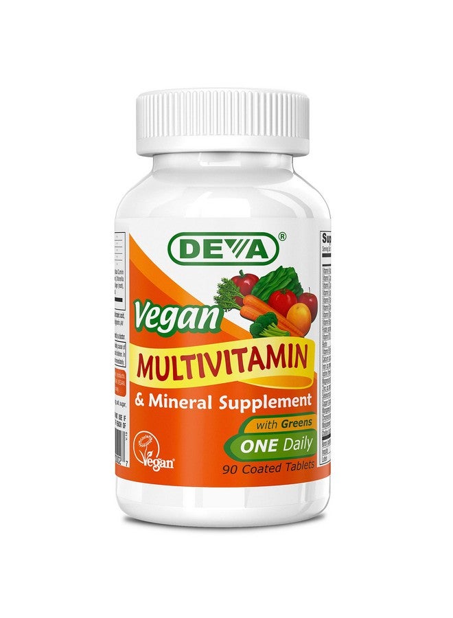 Deva Vegan Multivitamin and Mineral Supplement - Once-Per-Day Formula with Greens - Vitamins A, C, D, E, B Complex, High-Potency Formulation for Daily Health and Wellness- 90 Coated Tablets, 1-Pack - Image 1