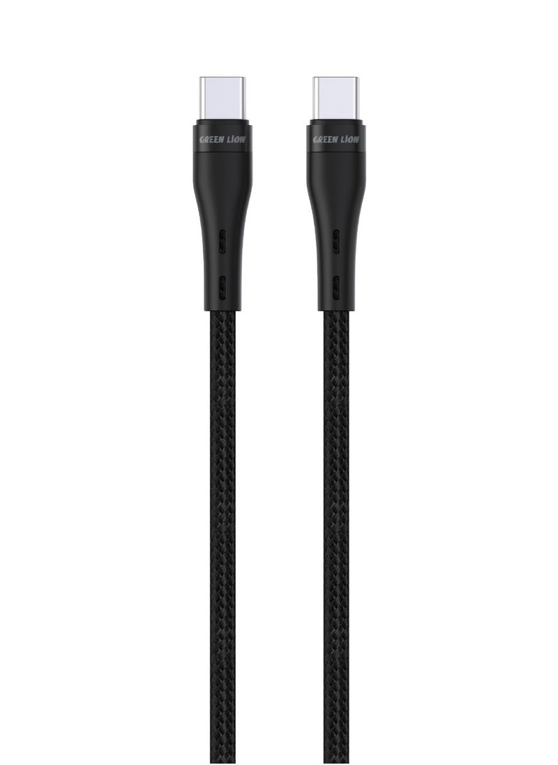 GREEN LION - USB-C to USB-C Braided Cable 5 Meter 60W with Tangle-Free Handling & 480 Mbps Transfer Speed / Charge & Sync / Secure & Safe / Wide Compatible - Black - Image 1