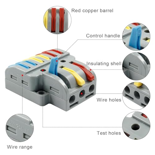 XELYTON Wire Clip Connector, Universal Connection Terminals, Circuit Inline Splices Electric Connectors, Quick Connect & Freely Assemble Electrical Splicing Kit for Compact (3 In 6 Out, 3) - Image 5