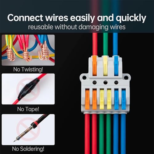 XELYTON Wire Clip Connector, Universal Connection Terminals, Circuit Inline Splices Electric Connectors, Quick Connect & Freely Assemble Electrical Splicing Kit for Compact (3 In 6 Out, 3) - Image 2