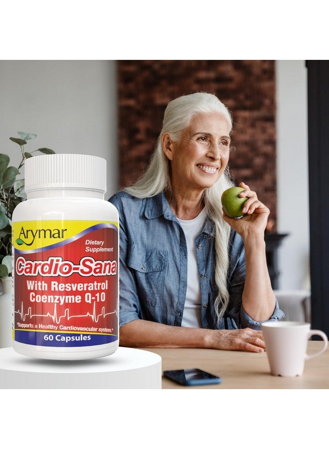 Arymar Cardio-Sana Supplement, Co-Enzyme Q-10 100 mg, Resveratrol 300 mg, 60 Capsules - Image 3