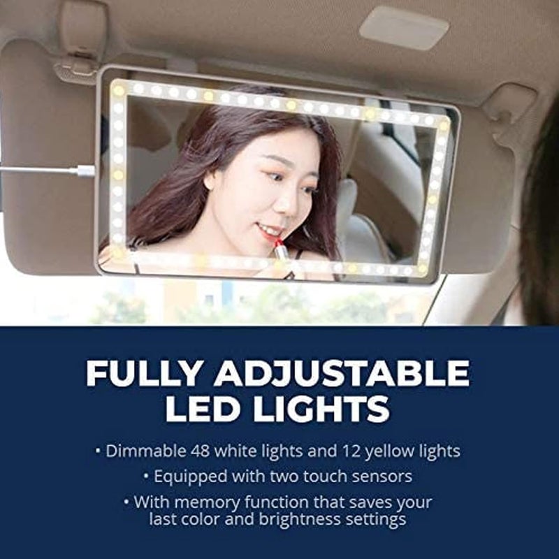 sulfar Car Visor Vanity Mirror - Rechargeable LED Light Makeup Mirror for All Car - Universal Car Sun Visor Mirror - Innovative Car Mirror Accessories (White) - Image 4