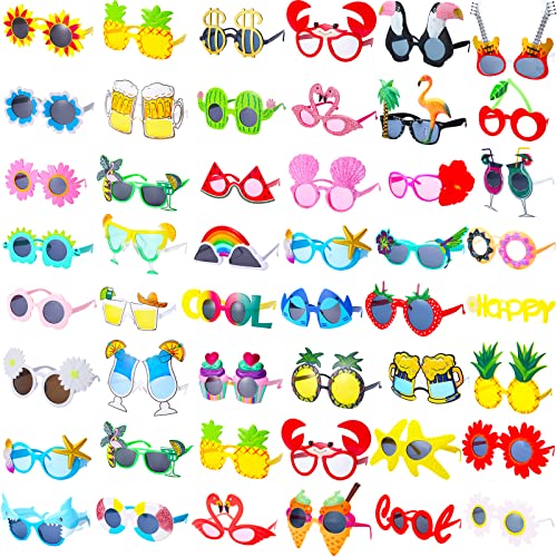 Marsui 48 Pairs Funny Sunglasses Hawaiian Glasses Bulk Luau Sunglasses Adults Party Pack Photo Booth Props Hawaiian Party Favors Accessories Summer Beach Tropical Supplies Decorations - Image 1