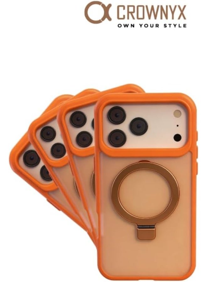 حافظة Aegis GripStand Pro مغناطيسية لهاتف آيفون 17 برو ماكس، غطاء نحيف هجين من مادة TPU مقاوم للصدمات مع قبضة وحلقة، برتقالي مطفي - Image 5