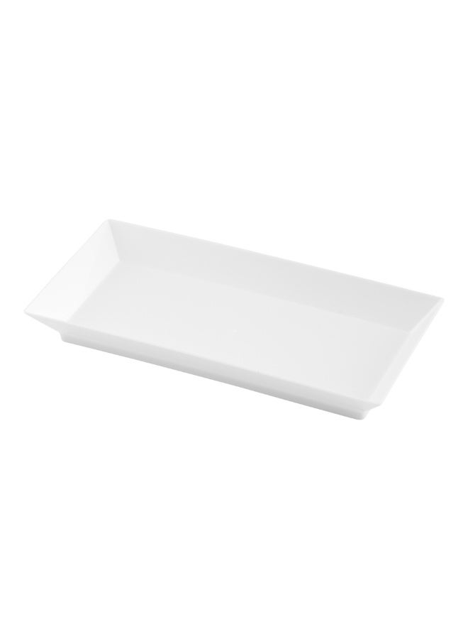 Restaurantware 5 x 2.5 Inch Mini Tasting Plates, 100 Disposable Rectangle Plastic Plates - Durable, Stylish, White Plastic Hors D'oeuvre Serving Plates, For Desserts Or Appetizers At Parties  - Image 1