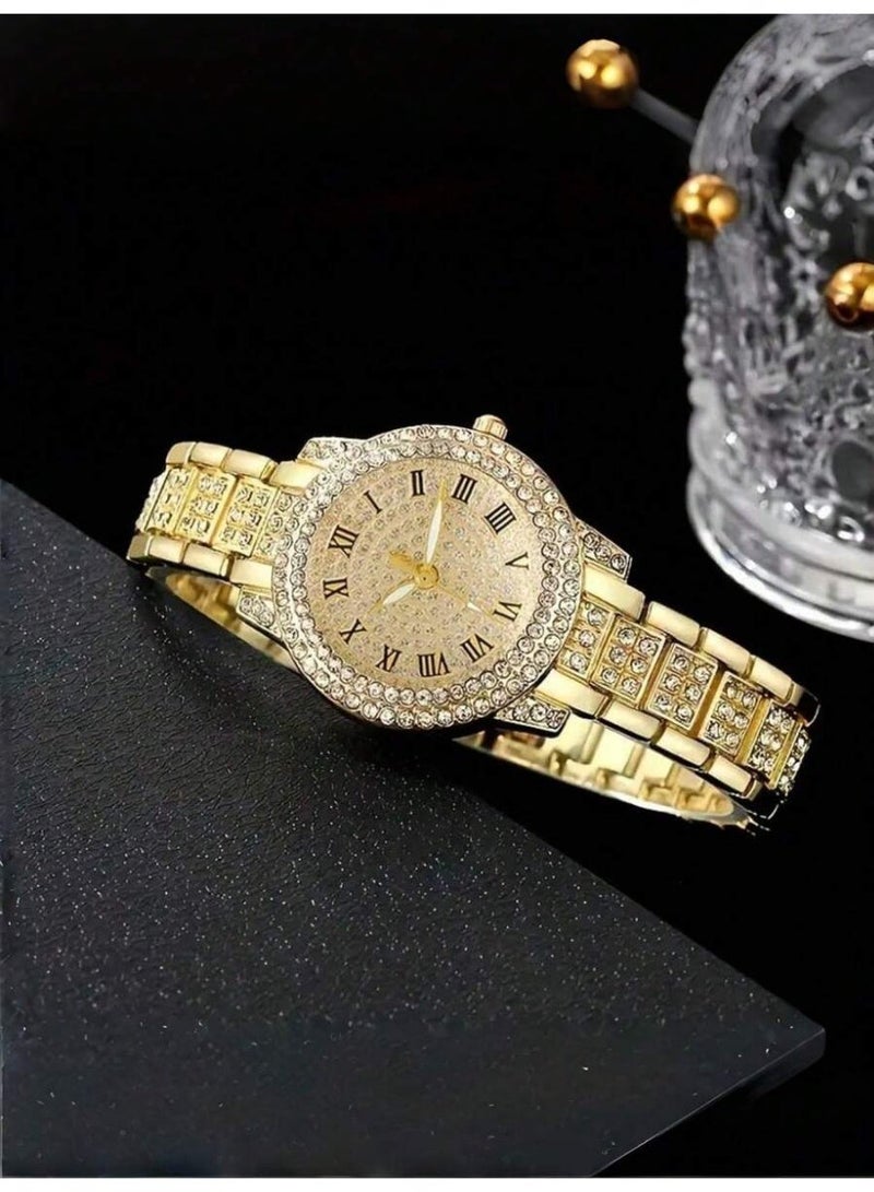Luxury Women’s Quartz Watch Set Embellished with Crystals with Complete Jewelry Accessories – 6 Pieces - Image 5