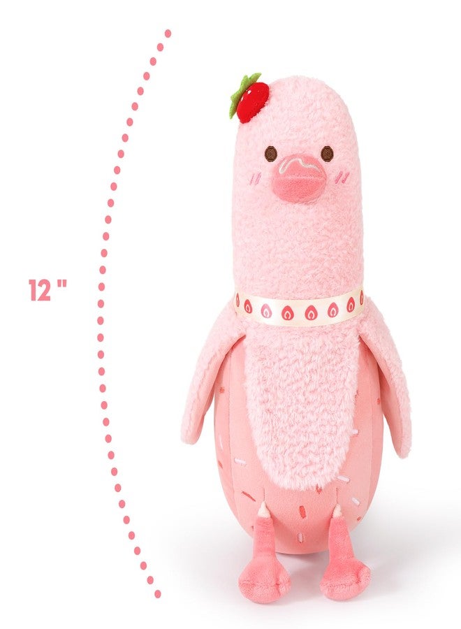 PEACH CAT Strawberry Cake Banana Duck Plush Pillow with Cream Candy Body Stuffed Animals Cute Dessert Plushies Toy Gifts for Kids Pink 12" - Image 2