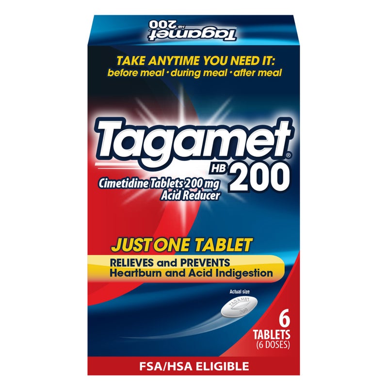 Tagamet HB 200 mg Cimetidine Acid Reducer and Heartburn Relief, Relieves and Prevents Indigestion, 6 Count - Image 1