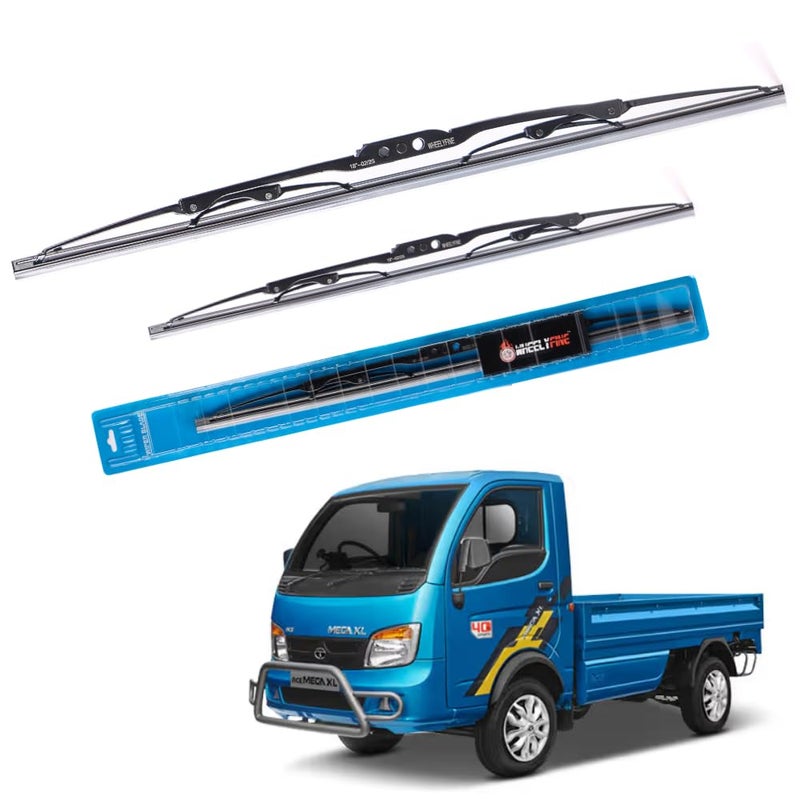 Wheelyfine Car Wiper Blades | Metal Frame | Water Repellent Windshield Wipers | Blade Refills (Tata Mega Xl (2015 Onwards) Dr 20"/Pa 17") - Image 1