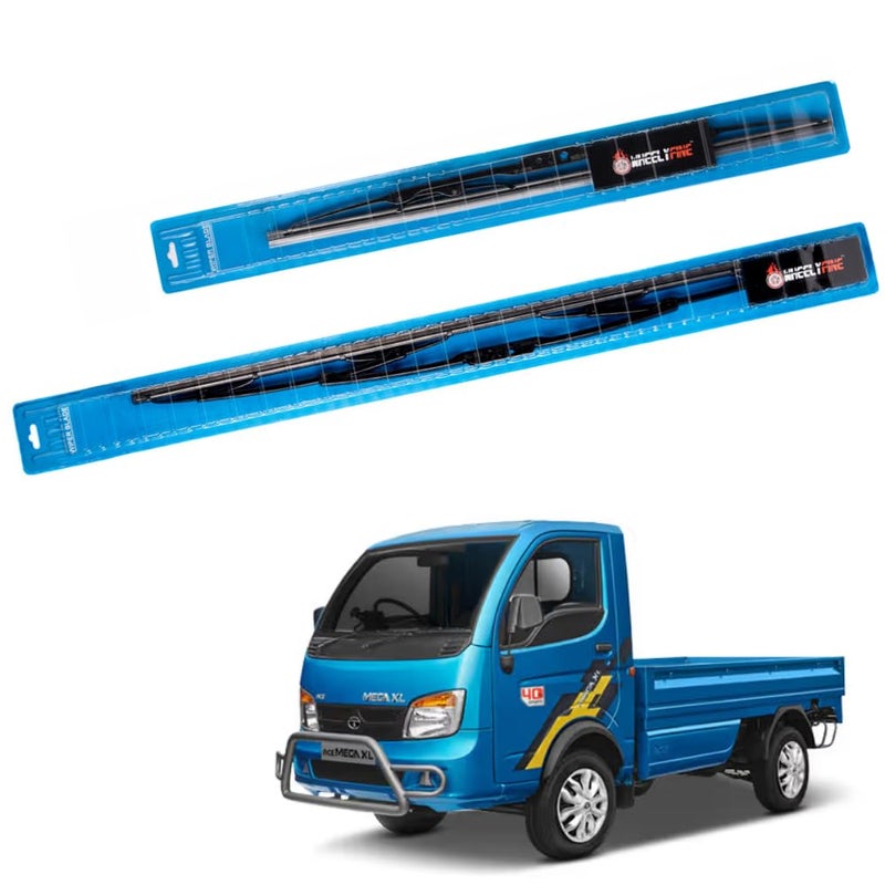 Wheelyfine Car Wiper Blades | Metal Frame | Water Repellent Windshield Wipers | Blade Refills (Tata Mega Xl (2015 Onwards) Dr 20"/Pa 17") - Image 2