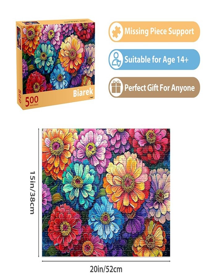 Biarek 500 Piece Puzzle for Adults Puzzle Flowers, Recycled Cardboar Jigsaw Puzzles 500 Pieces for Elderly, Family Activity Game Great Gift for Mom Dad Friend Difficult Puzzles Size 20.5 x 15 inches - Image 2