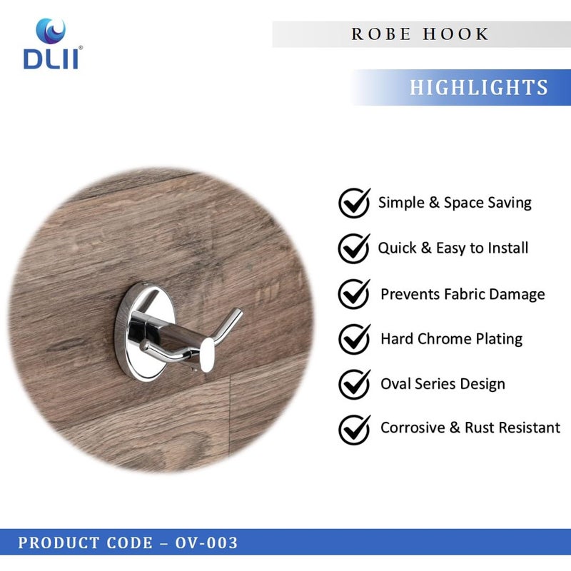 DLII® Elegant Oval Robe Hook - Stylish & Functional Hook for Bathrobes |Perfect for Hanging Towels & Clothing Contemporary Design | Rust Resistant Bathroom Hook for Robes - Image 2