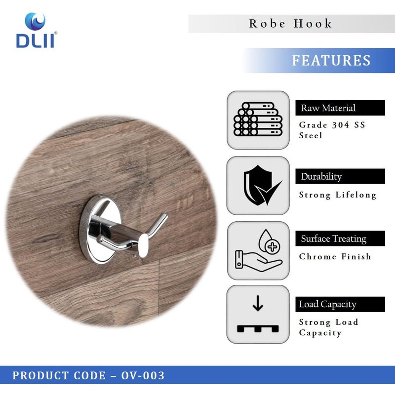 DLII® Elegant Oval Robe Hook - Stylish & Functional Hook for Bathrobes |Perfect for Hanging Towels & Clothing Contemporary Design | Rust Resistant Bathroom Hook for Robes - Image 4