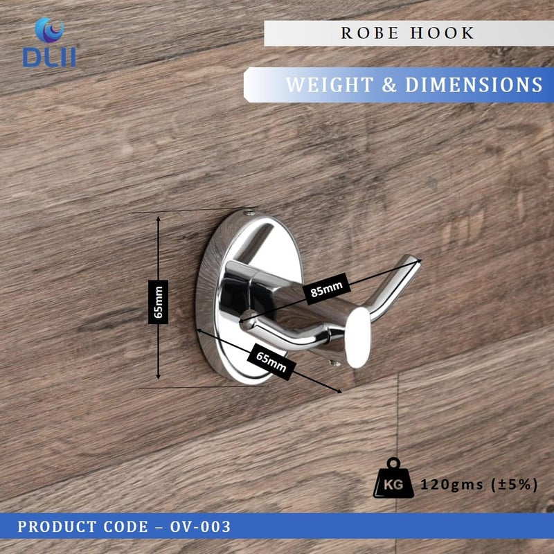 DLII® Elegant Oval Robe Hook - Stylish & Functional Hook for Bathrobes |Perfect for Hanging Towels & Clothing Contemporary Design | Rust Resistant Bathroom Hook for Robes - Image 3