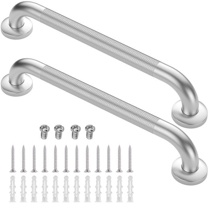 2 PACK 18 INCH GRAB BARS FOR BATHTUBS AND SHOWERS ANTI SLIP SHOWER GRAB BARS STAINLESS STEEL SHOWER HANDLE HANDICAP ELDERLY SENIOR ASSIST BATHROOM SAFT HANDLE