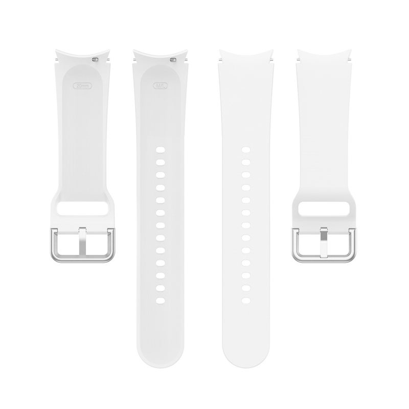 Replacement Strap For Samung Galaxy Watch4 40mm / 44mm Silicone Silver Round Buckle Watch Band(White) - Image 2