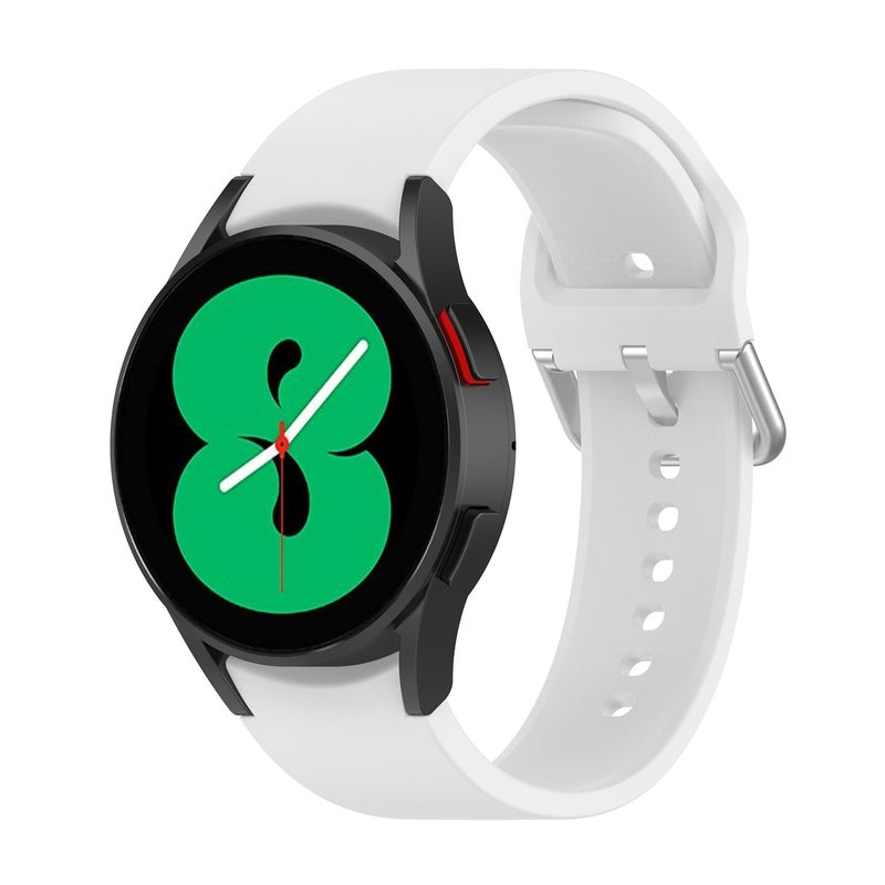 Replacement Strap For Samung Galaxy Watch4 40mm / 44mm Silicone Silver Round Buckle Watch Band(White) - Image 4