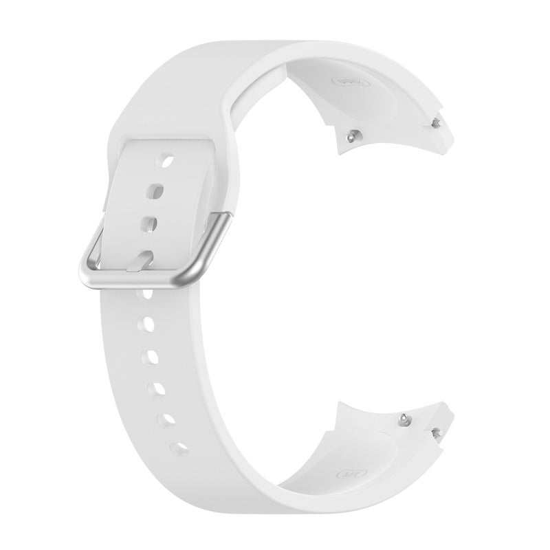 Replacement Strap For Samung Galaxy Watch4 40mm / 44mm Silicone Silver Round Buckle Watch Band(White) - Image 1