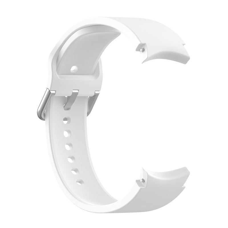 Replacement Strap For Samung Galaxy Watch4 40mm / 44mm Silicone Silver Round Buckle Watch Band(White) - Image 3