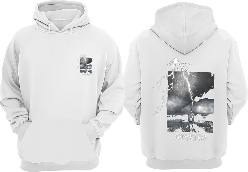 The Wert Unisex Lightning Design Front Back Printed Regular Fit White Sweatshirt  - Image 1