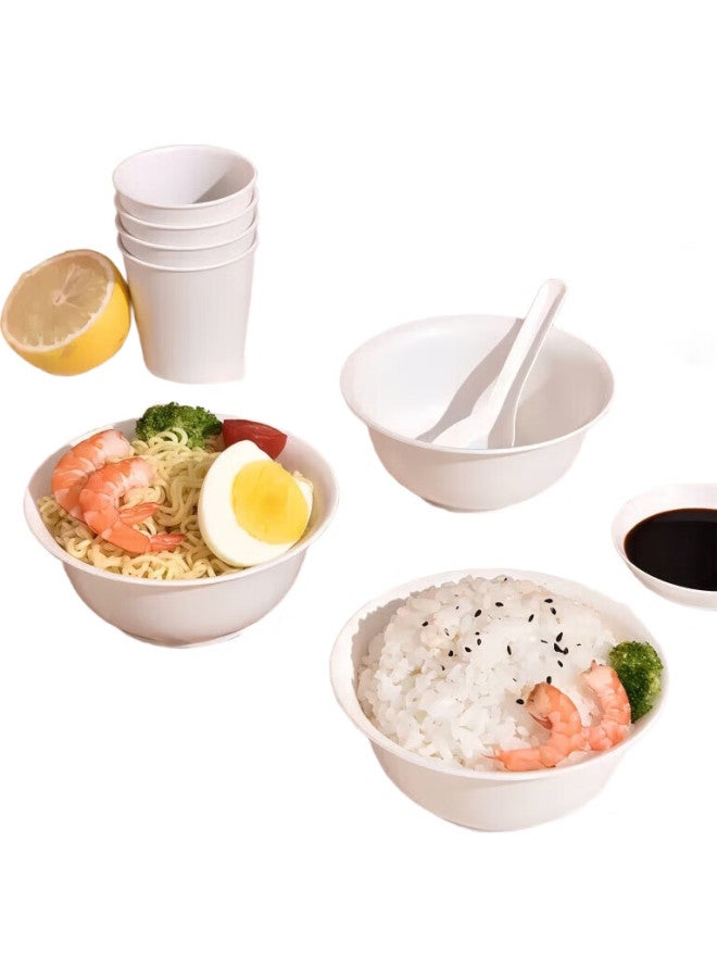 Star Square Xingfang Disposable Bowls, Rice Bowls, Soup Bowls, Picnic Biodegradable Large Round Bowls, Washable Tableware, 350Ml, 50 Pieces - Image 3