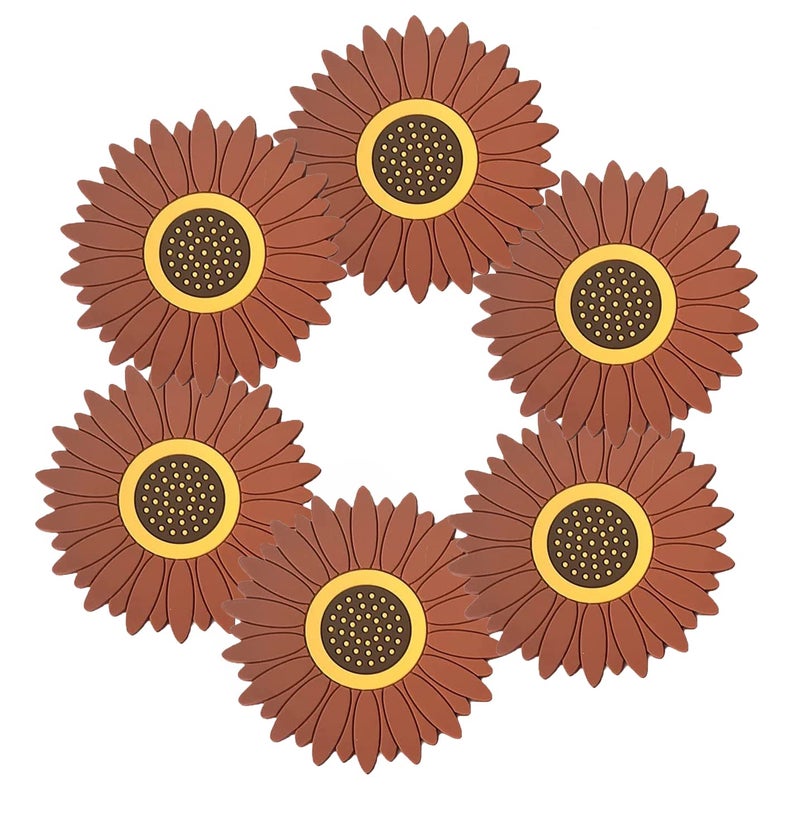 P Plus Fire Cooking Potholder Silicone Trivets for Hot Pots and Pans Heat Resistant Hot Pads for Kitchen Counter Multi-Purpose & Versatile Trivet Mat (Medium, Brown, Set of 6) - Image 1