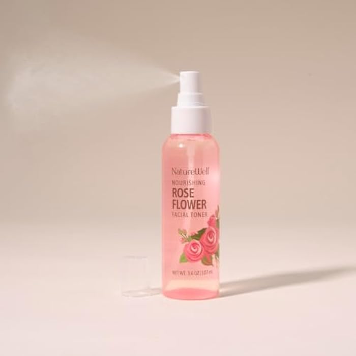 NATURE WELL Rose Water Hydrating Facial Toner Mist for Dewy & Radiant Skin, Refreshing, Conditioning, Soothing, Moisturizing, Perfect for Travel, 4 Fl Oz - Image 2