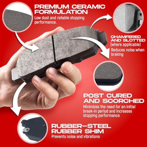 R1 Concepts Front Brakes and Rotors Kit |Front Brake Pads| Brake Rotors and Pads| Ceramic Brake Pads and Rotors |fits 2007-2016 Acura RDX, Honda Accord Crosstour, Crosstour, CR-V - Image 4