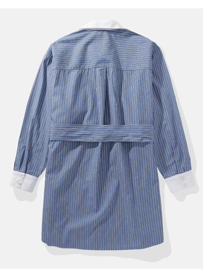 American Eagle Striped Shirtdress with Tie